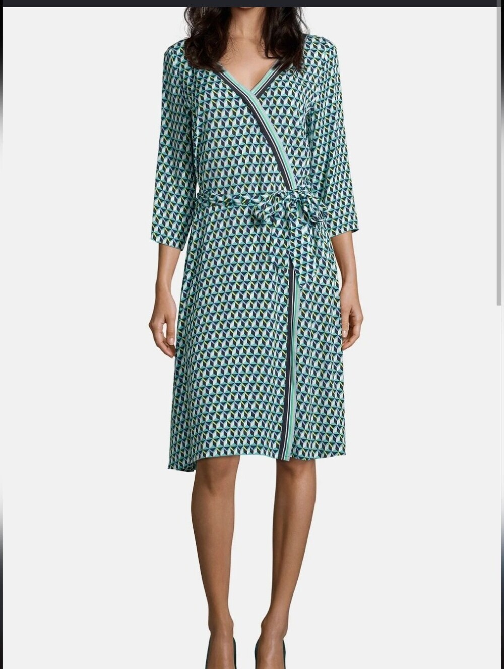 Betty Barclay Geometric Wrap Dress Designed in Germany Made in Ukraine US 10